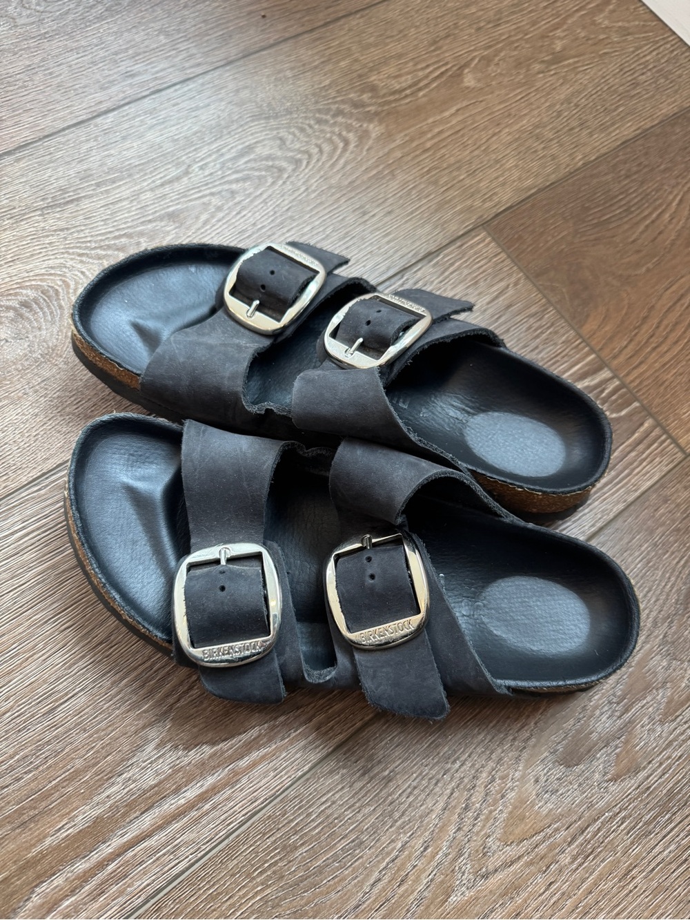 Black Leather Birkenstock Big Buckle size 38